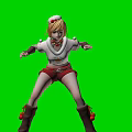 Game Movie Character With Orange Hair White Star Top Red Shorts Brown Boots Green Background