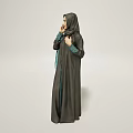 Woman Posing In Dark Abaya With Hijab And Light Blue Bag Against Light Background