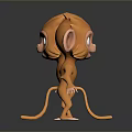 Cute Two 3D Model Monkeys Front and Back View Render