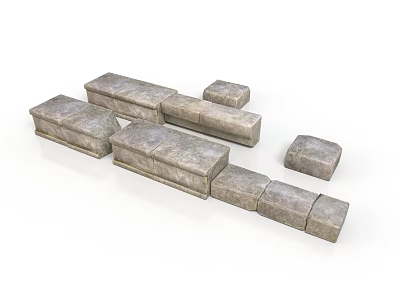 Stone Building Components With Various Shapes Rectangular Cuboid And Cube Blocks 3d model