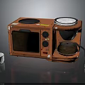 Orange Electronic Microwave Coffee Maker Combo With White Cup And Power Plug