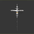 Space Station Structure With Circular Modules Solar Panels And Antenna Array 3d model