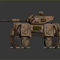 Futuristic Rustic Armored Mech Tank With Quadruped Legs And Cannon Structure
