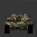 Camouflage Painted Military Tank 3D Model Featuring Cannon Turret And Tracks