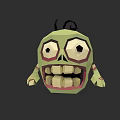 Cartoon Character Green Creature With Big Eyes Open Mouth And Sharp Teeth