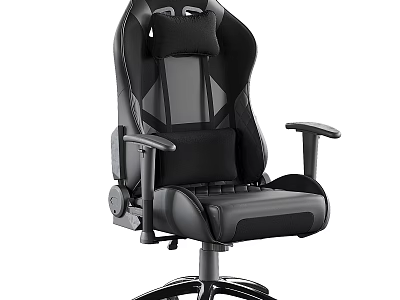 Ergonomic Black Gaming Desk Chair Set With Mesh Back And Adjustable Arms 3d model