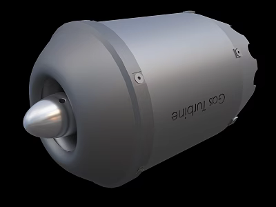 Industrial Gas Turbine with High Performance Metal Casing and Turbine Components 3d model