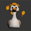 Cute White Toy Duck With Yellow Hat Wings And Orange Beak Design