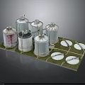 Industrial Storage Tanks Setup With Circular Platforms And Metal Structures