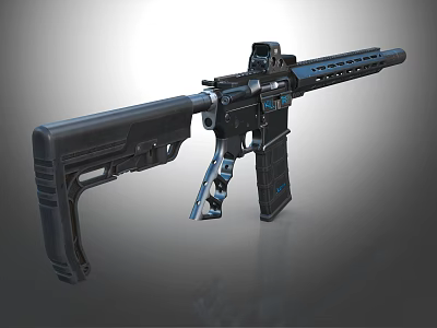 Modern Tactical Rifle with Black Finish Tactical Rail System Scope Mount and Ergonomic Grip 3d model
