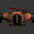 Futuristic Character In Orange Blue Protective Gear With Mechanical Creature Companion