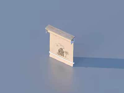 Practical Wall Mounted Fabric Storage Pouch With Wooden Top And House Design 3d model
