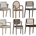 Modern Dining Chairs With Different Designs Wooden Frames Woven Backs And Upholstered Seats 3d model