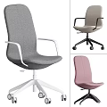 Modern Office Table and Chair Set Featuring Gray Beige Pink Chairs with Armrests Swivel Bases