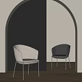 Modern Leisure Chairs Interior With White And Black Designs Arched Gray Beige Walls Wooden Floor