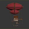 Decorative Model Featuring Red Balloons Windmill And Small House On White Base