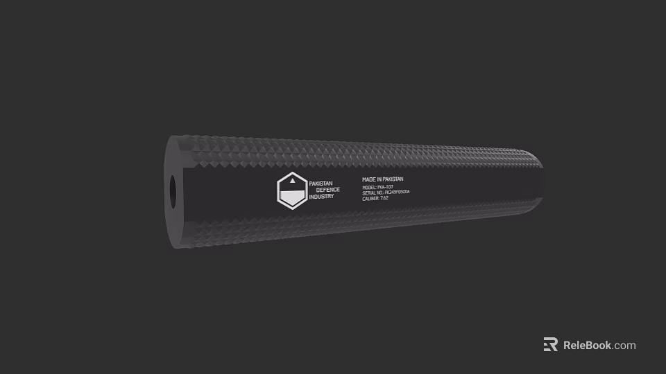 Military Grade Weapon Barrel Featuring 300 WIN MAG Caliber And Textured Surface 3d model 