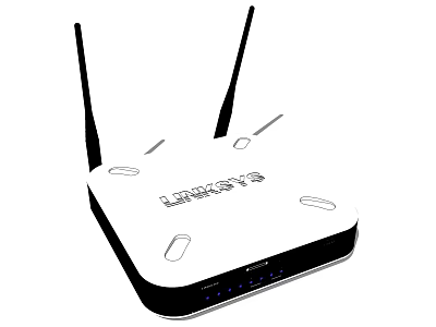 Linksys High Speed White Wi Fi Router With Multiple Antennas For Home Network 3d model