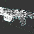 Futuristic Sci Fi Rifle with Long Barrel Mechanical Grip and Circular Component