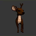 Brown Deer Figurine With White Belly And Spots In Standing Pose On Dark Background
