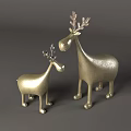 Decorative Ornament Set With Golden Deer Figurines And Stacked Books For Home Decoration