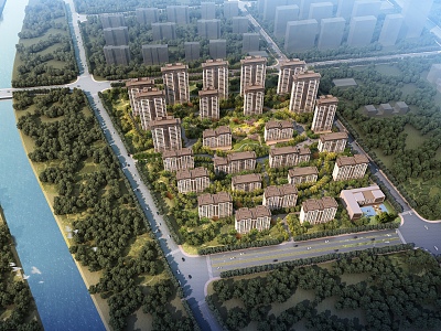 A bird's-eye view of new Chinese residential buildings model