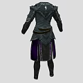 Black Metal Armor With Decorative Details Leather Belt And Purple Accents