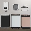 Different Colors Front Loading Washing Machines With Wall Mounted Washer In Laundry Room