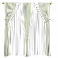 Green And White Striped Pleated Curtains With Tiebacks And Sheer Layers