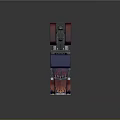 Blue And Red Semi Truck With Flame Design And Silver Accents