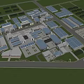 Large Scale Industrial Factory Aerial View With Multiple Buildings Neat Layout And Greenery