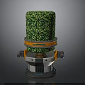 Cylindrical Green Foliage Device With Mechanical Base And Orange Ring