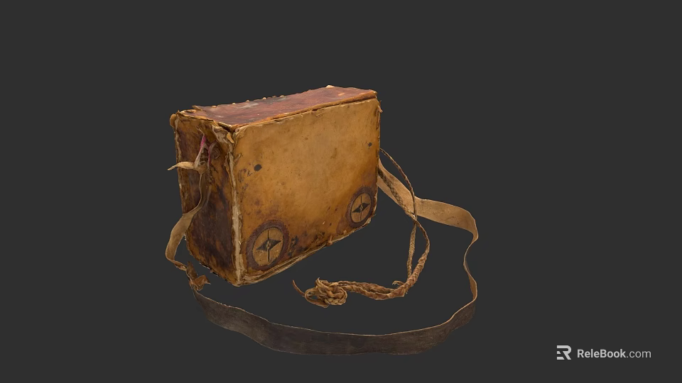 Vintage Leather Sculpture Carving With Decorative Straps And Wheel Details 3d model 