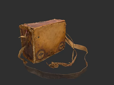 Vintage Leather Sculpture Carving With Decorative Straps And Wheel Details 3d model