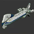 Futuristic Cosmic Spaceship With White And Blue Streamlined Body For Interstellar Travel