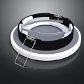 Modern Ring Shaped Lighting Fixture With Black White Band And Metal Clips