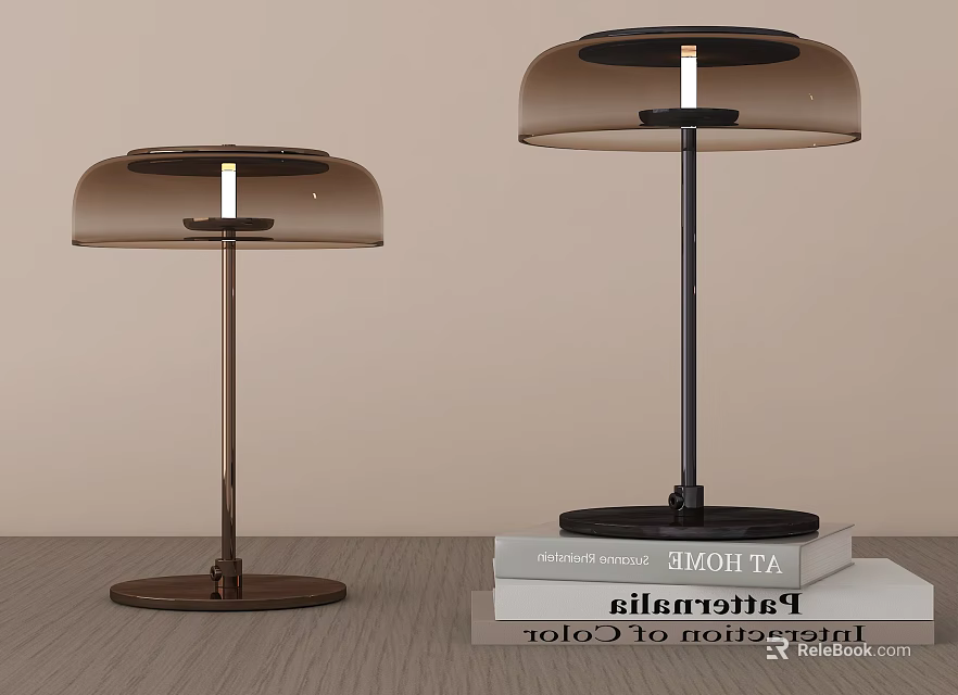 Modern Table Lamps With Transparent Shades And Metal Stands For Desk Lighting 3d model 