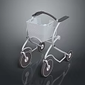 Lightweight Rollator Walker With White Mesh Basket Gray Handles And Four Wheels