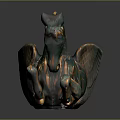 Decorative Winged Horse Figurine With Green Gold Accents And Pink Interior