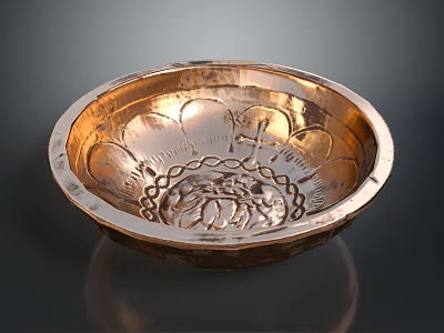 Elegant Copper Bowl With Intricate Engraved Patterns For Home Use 3d model