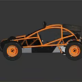Orange Off Road Buggy with Exposed Frame Large Tires and Roof Lights