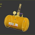 Yellow Gas Cylinder with Pressure Gauge Black Nozzle and Blue Valve