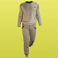 Gray Sweat Suit Front And Back Views With Pants Featuring Brown Pockets 3d model