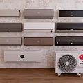 Various Styles Of Wall Mounted Air Conditioners And LG Standing Fan