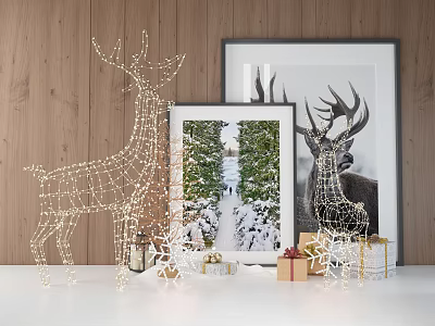 Modern decoration combination Christmas holiday reindeer shape decoration combination 3d model