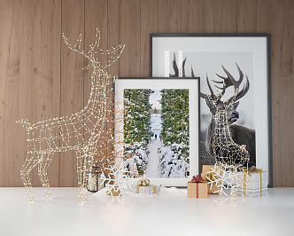 Modern decoration combination Christmas holiday reindeer shape decoration combination 3d model