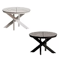 Round Marble Top Dining Table With Cross Legs In White Black Colors 3d model
