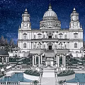 Ancient Architecture Featuring Dome Ornate Garden Fountains And Starry Sky