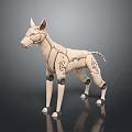 Handcrafted Mechanical Dog Model With Wooden Structure And Bionic Design Geometric Patterns 3d model