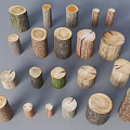 Natural Tree Stumps In Various Sizes For Garden Decor With Rustic Texture 3d model